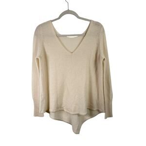 Subtle Luxury Nelly Washable Cashmere Sweater V-Neck Cream FLAW Womens S/M